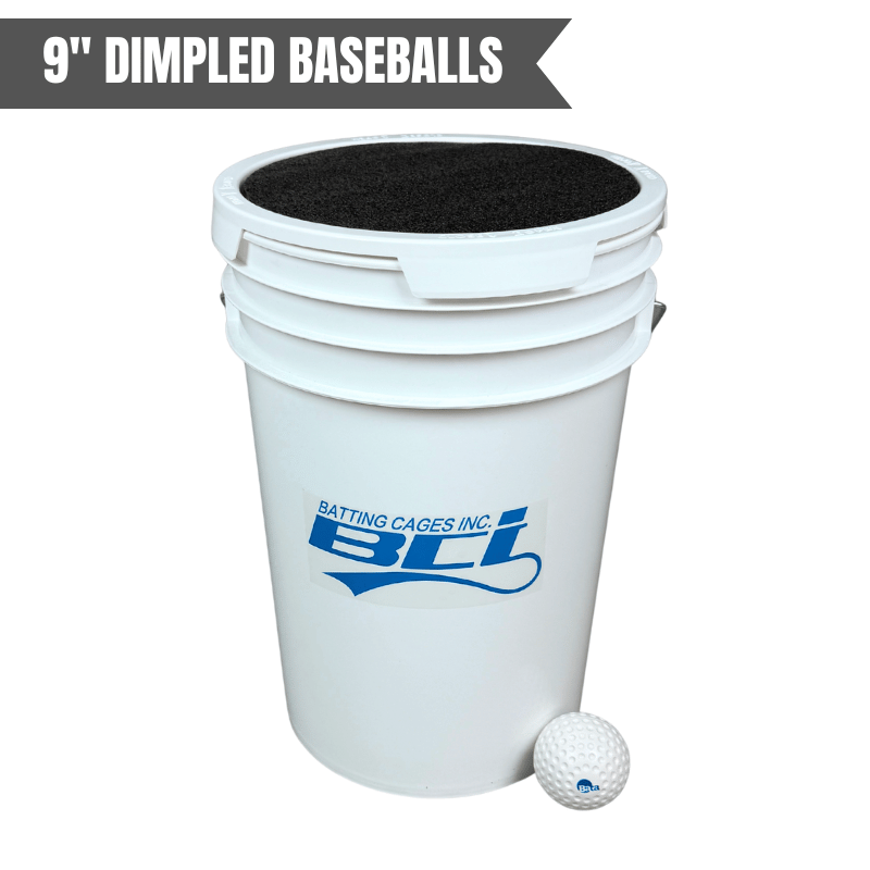 Bata Baseball Baseballs Dimpled Baseballs Bucket of 36 Pitching Machine Baseballs– 6 Gallon with Foam Seat Lid
