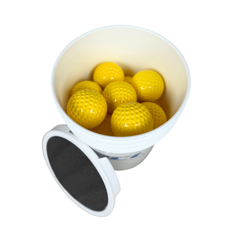 Hey Bata Pitching Machine Accessories Bucket of 24 Pitching Machine Softballs – 6 Gallon with Foam Seat Lid