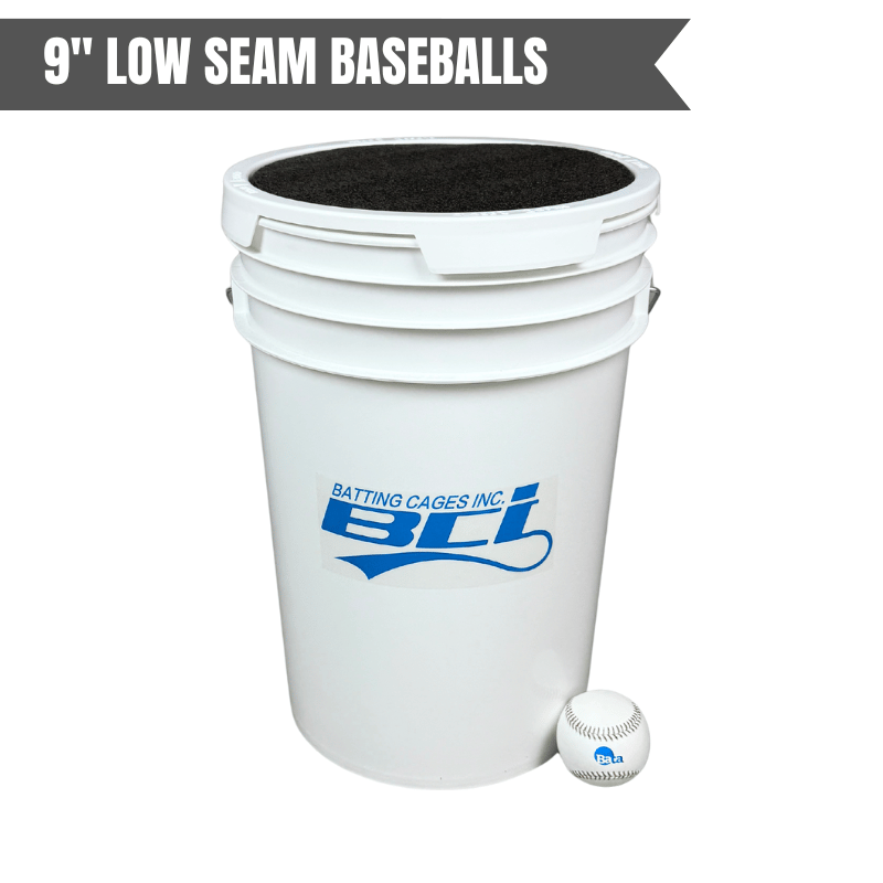 Bata Baseball Baseballs Low Seam Baseballs Bucket of 36 Pitching Machine Baseballs– 6 Gallon with Foam Seat Lid