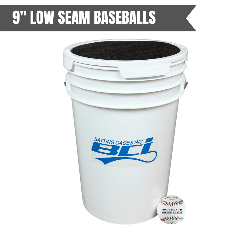 Bata Baseball Baseballs Low Seam Baseballs Bucket of 36 Pitching Machine Baseballs– 6 Gallon with Foam Seat Lid