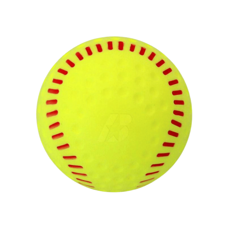 12in Yellow Dimpled Softballs with Simulated Red Seams (12 Pack)