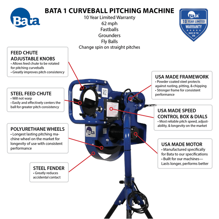 Hey Bata Pitching Machine BATA B-1 Curveball Pitching Machine